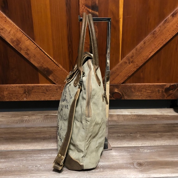 Myra upcycled Canvas Gerster Shoulder Bag Purse - Picture 3 of 7